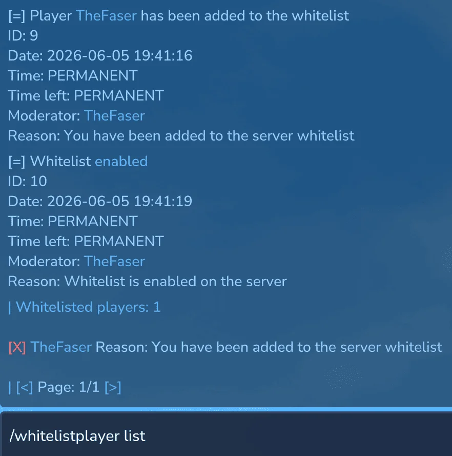 command whitelist