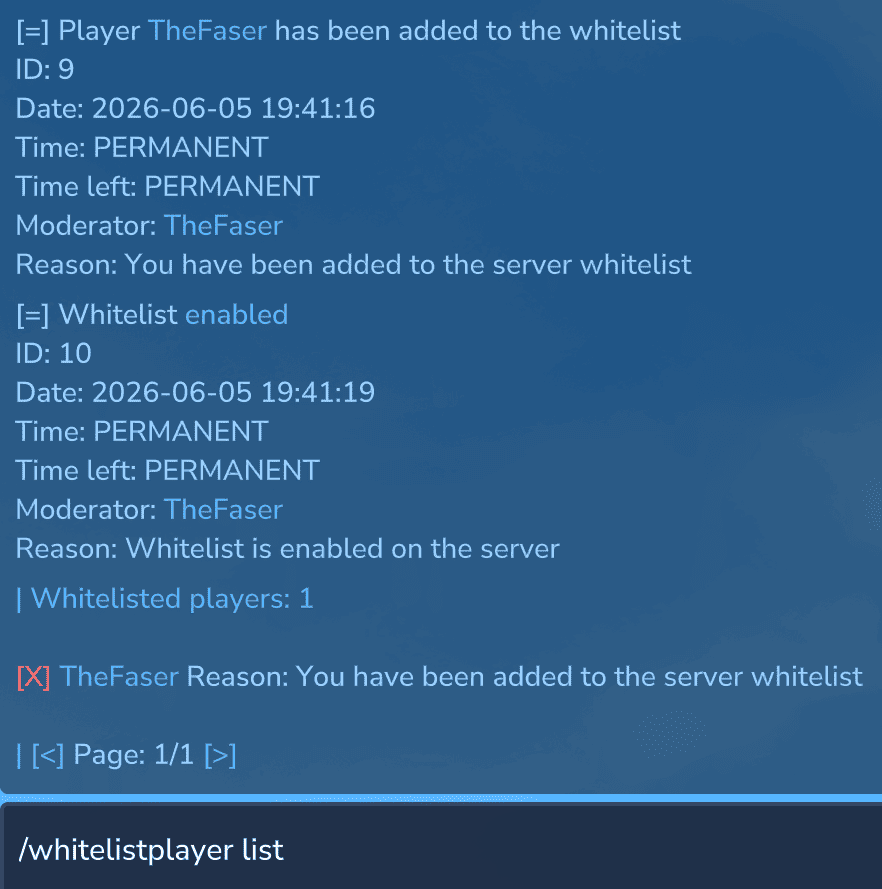command whitelist